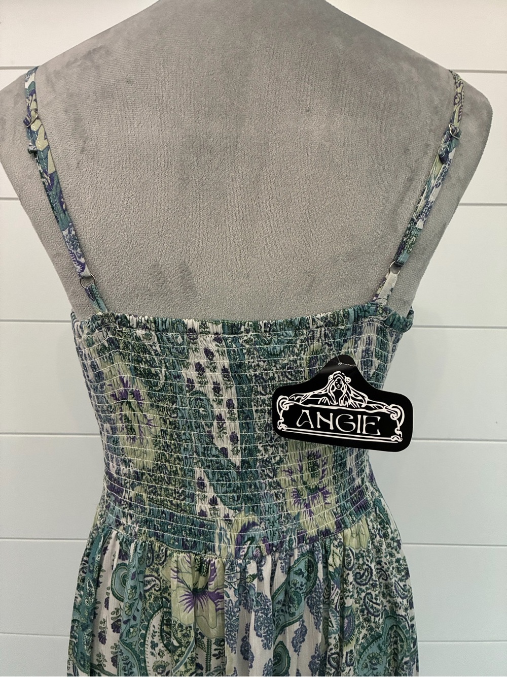 Angie Teal and Cream Paisley Twist-Front Maxi Dress Sz M NWT/0333 - Picture 7 of 8